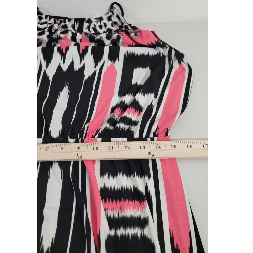 London Style Collection Women Maxi Dress 14‎ Black Pink White Geometric Halter